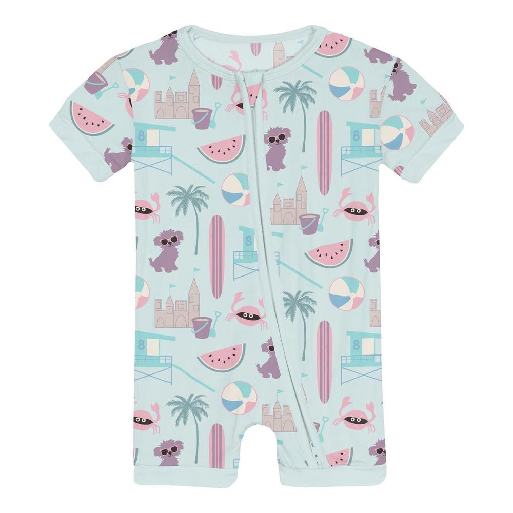 NEW KICKEE infant & toddler shorty sleeper with zipper in fresh beach day